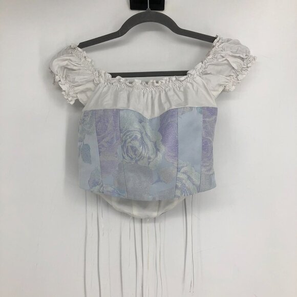 SOS Seamstress corset style off-the-shoulder crop top with lace-up detail size M - Picture 6 of 15